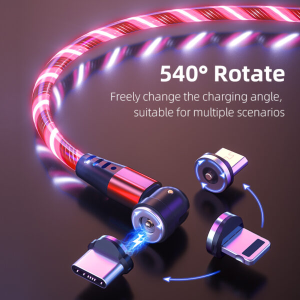 540 Rotate Luminous Magnetic 3A Fast Charging Cable