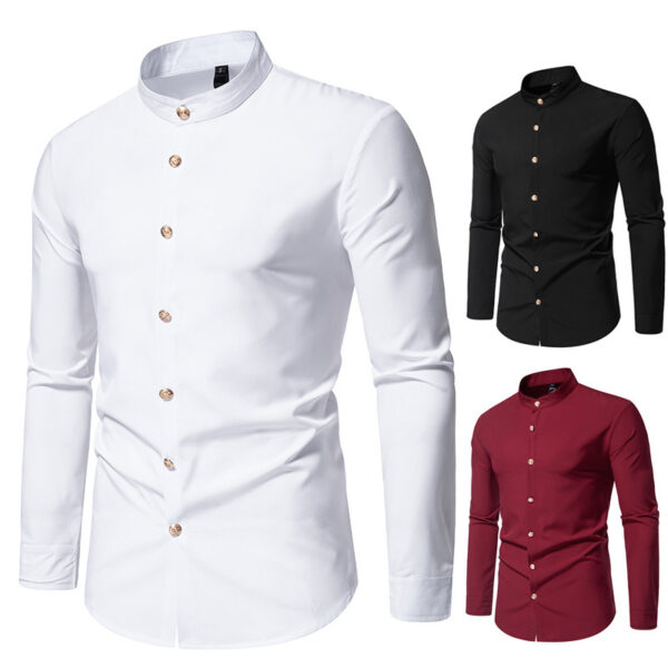 Men's Fashion Solid Color Party Shirt Long Sleeve