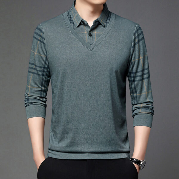 Two-piece Lapel Long-sleeved Men's T-shirt
