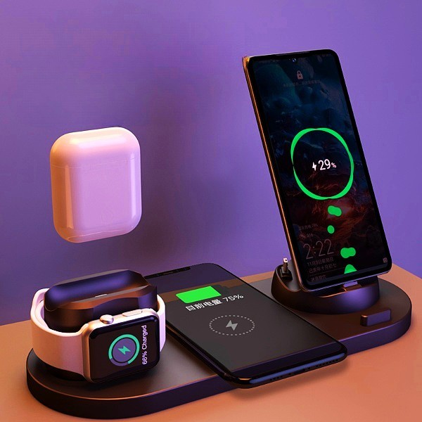 Wireless Charger With 6 In 1 Charging Dock Station